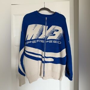Aelfric Eden Blue and Cream Zip Up Sweater